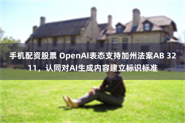 手机配资股票 OpenAI表态支持加州法案AB 3211，认同对AI生成内容建立标识标准